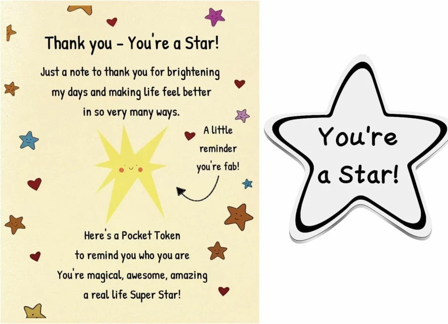 "Lywjyb Birdgot Motivational Token Gift - 'You're a Star' Appreciation Present for Friends, Students, or Teachers"