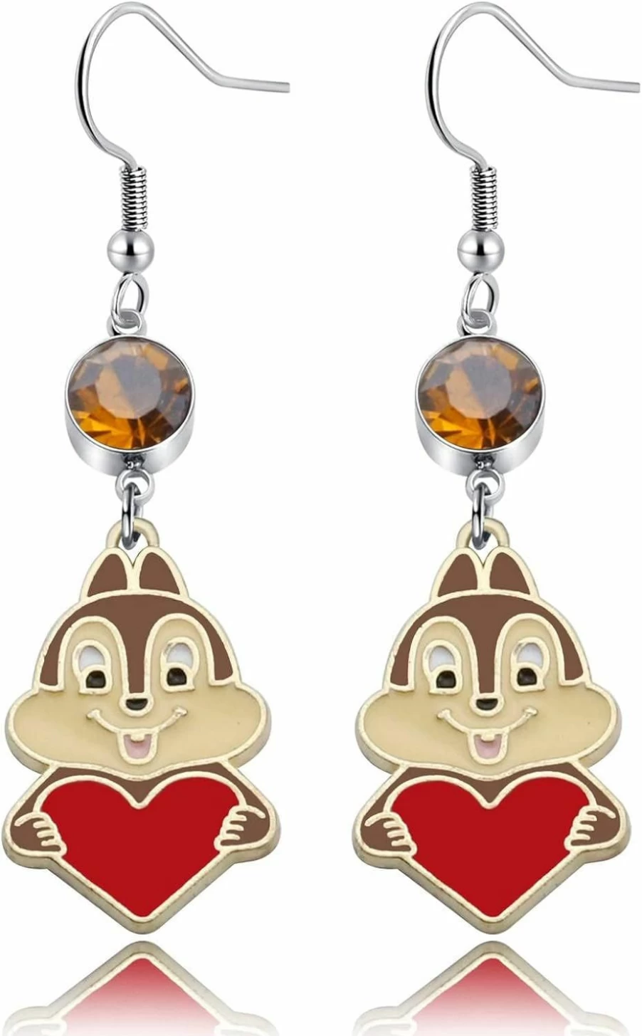 N\C Squirrel Earrings with Birthstone - Animal Lover Gift, Unique Squirrel Jewelry for Women, BFF Friendship Party Earrings, Dainty Wildlife-Themed Accessories
