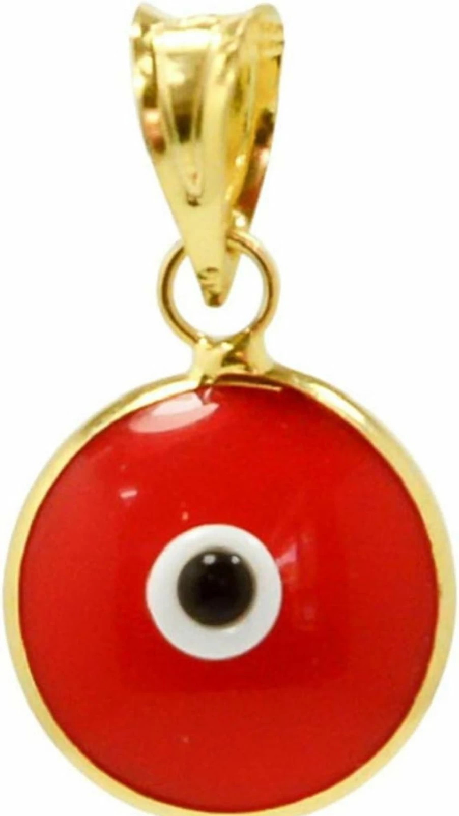 MIZZE Made for Luck Evil Eye Pendant - 10mm Round Gold Plated 925 Sterling Silver with Glass Charm - 7 Color Options