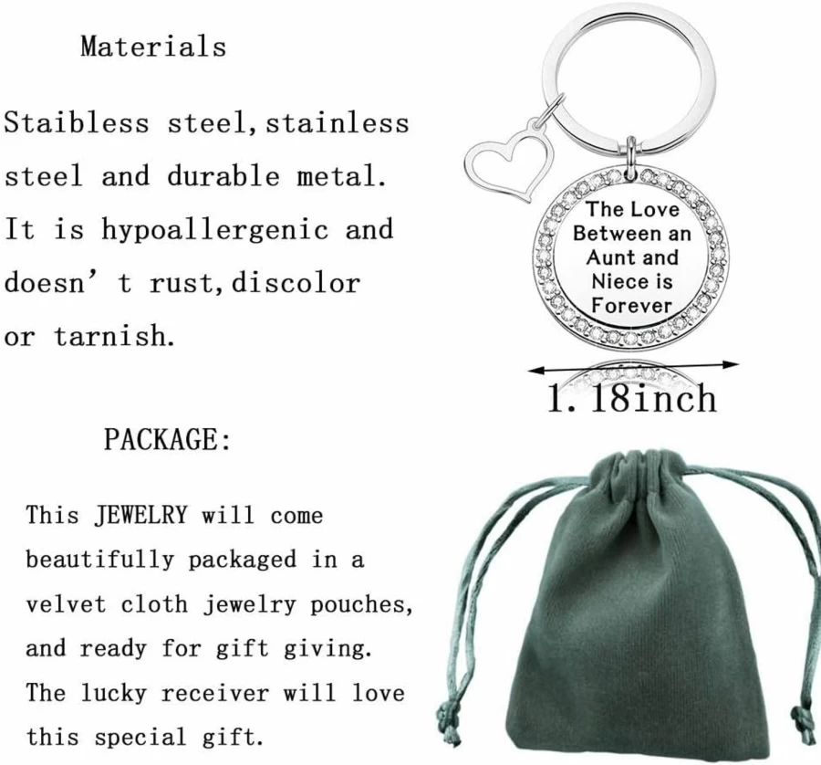 "Forever Aunt & Niece Keychain - Heartfelt Birthday & Christmas Gift for Aunt"