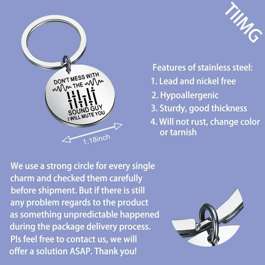 "TIIMG Sound Engineer Keychain - Don't Mess With The Sound Guy Gift for Audio Engineers & Music Producers"