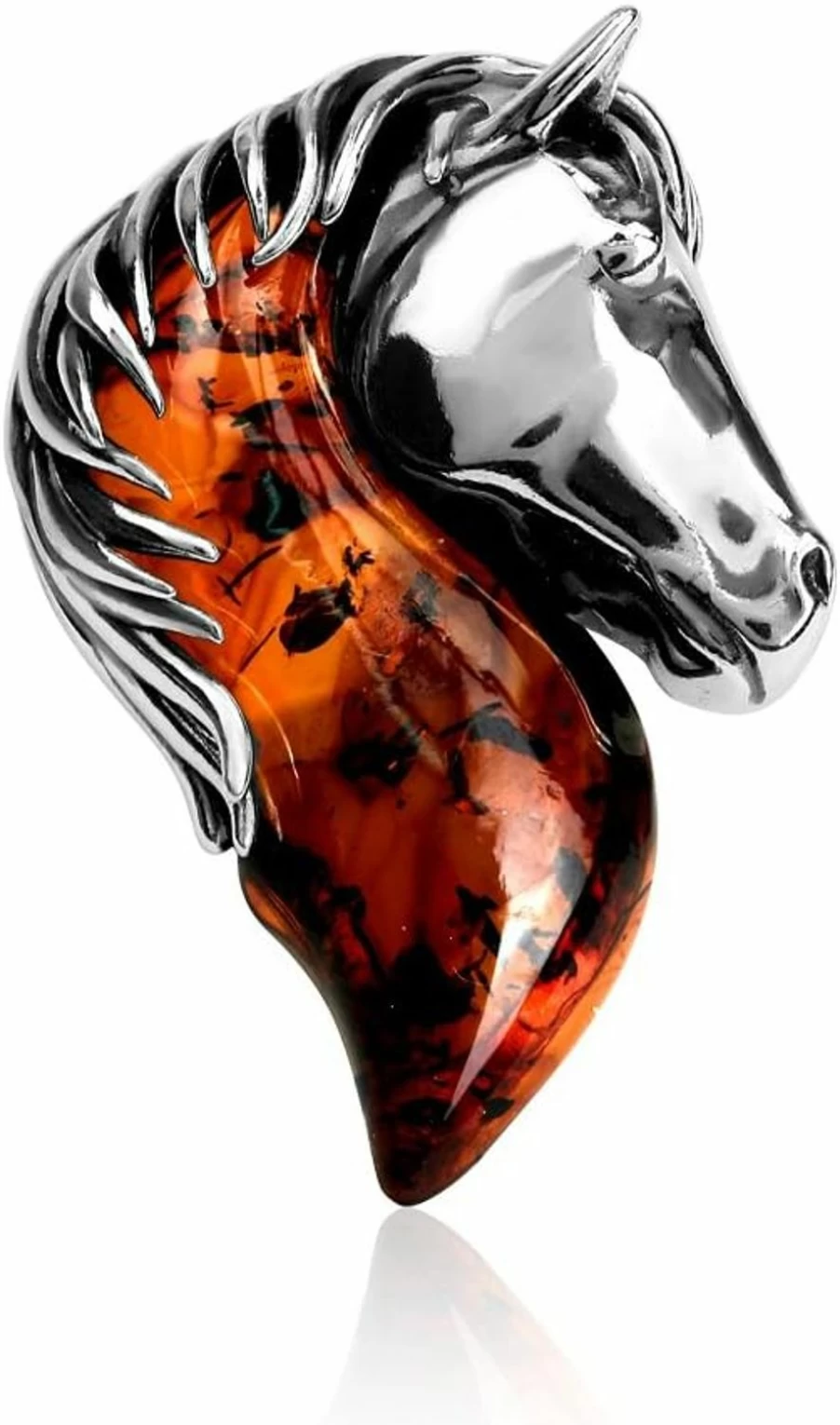 Ian & Valeri Co. Sterling Silver Amber Horse Pendant - Handcrafted Jewelry