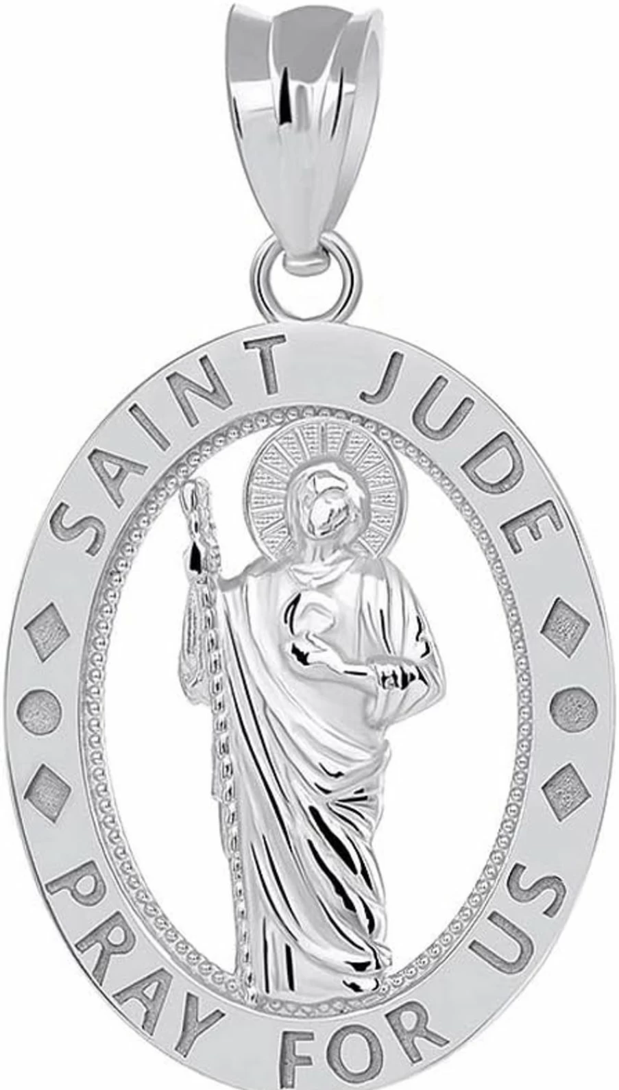 CaliRoseJewelry Sterling Silver Saint Jude Pray For Us Oval Charm Pendant for Necklace