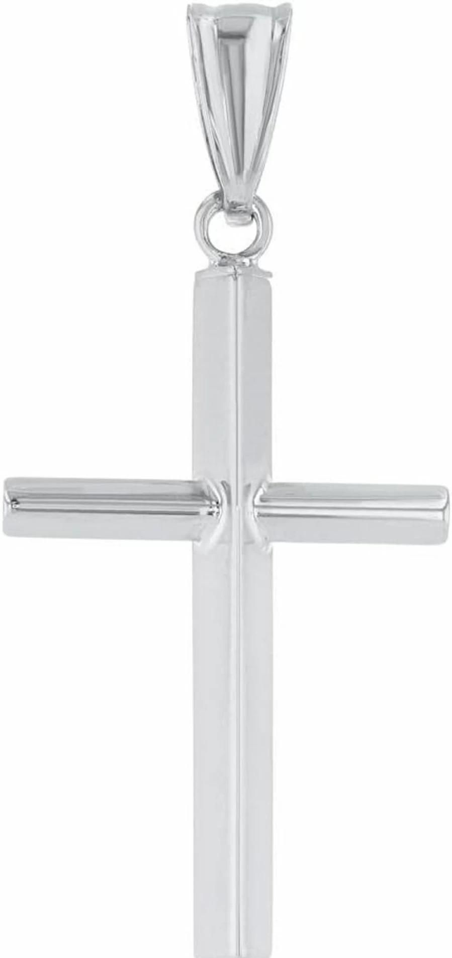 "Jewelry America 14K White Gold High Polish Slender Cross Pendant - Elegant Religious Necklace Charm"