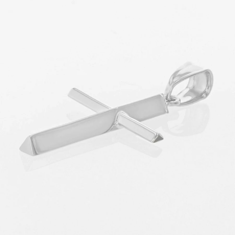 "Jewelry America 14K White Gold High Polish Slender Cross Pendant - Elegant Religious Necklace Charm"