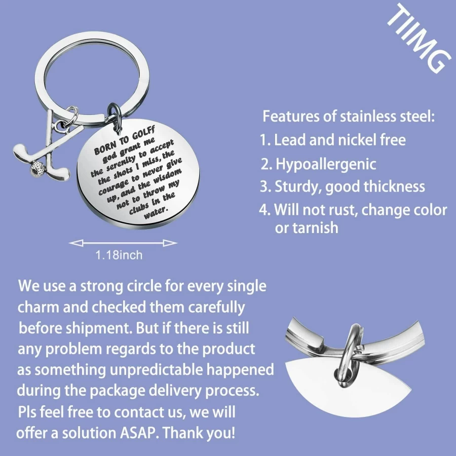 TIIMG Golf Keychain - Funny Golf Gift for Men, Dad, Grandpa, Husband, Boyfriend - Unique Golf Cart Keychain for Golf Lovers
