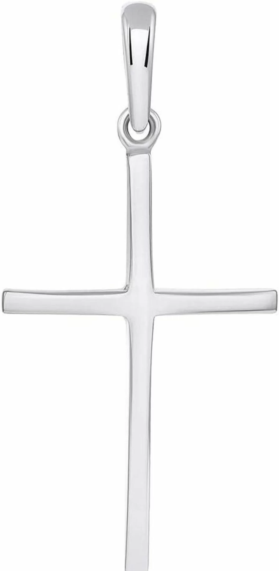 "Jewelry America 14K Solid White Gold Christian Cross Pendant - Elegant Slender Slope Design"