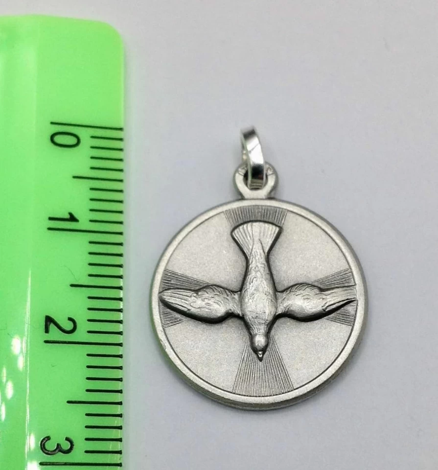 I.G.J 925 Sterling Silver Holy Spirit Dove Medal - Patron Saint Pendant - Handcrafted in Italy