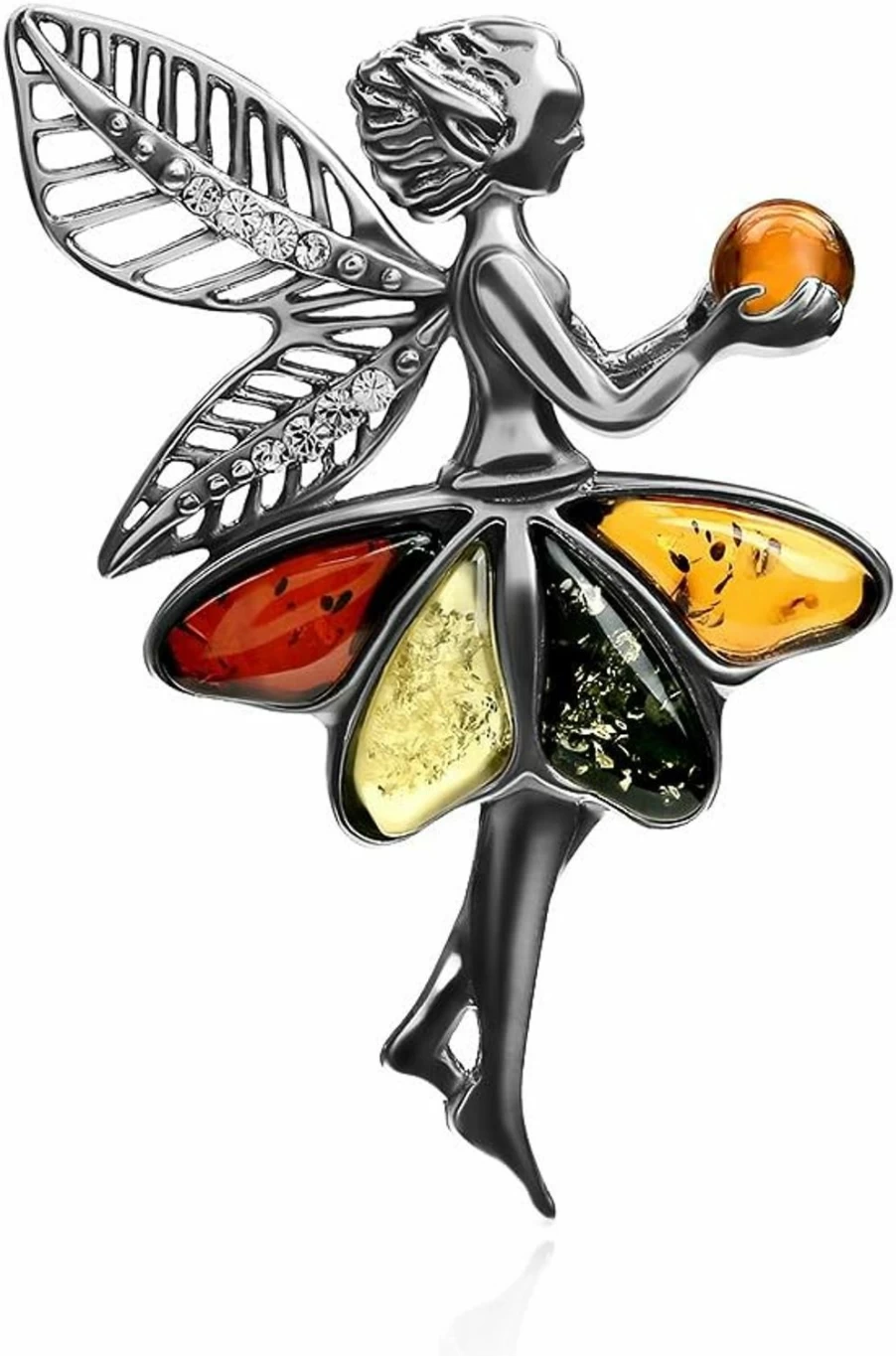 Ian and Valeri Co. Multicolor Amber Fairy Pendant Sterling Silver Necklace