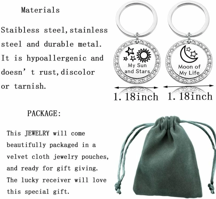 "Game of Thrones Couple Matching Keychain - My Sun and Stars & Moon of My Life Long Distance Gift for Fans"