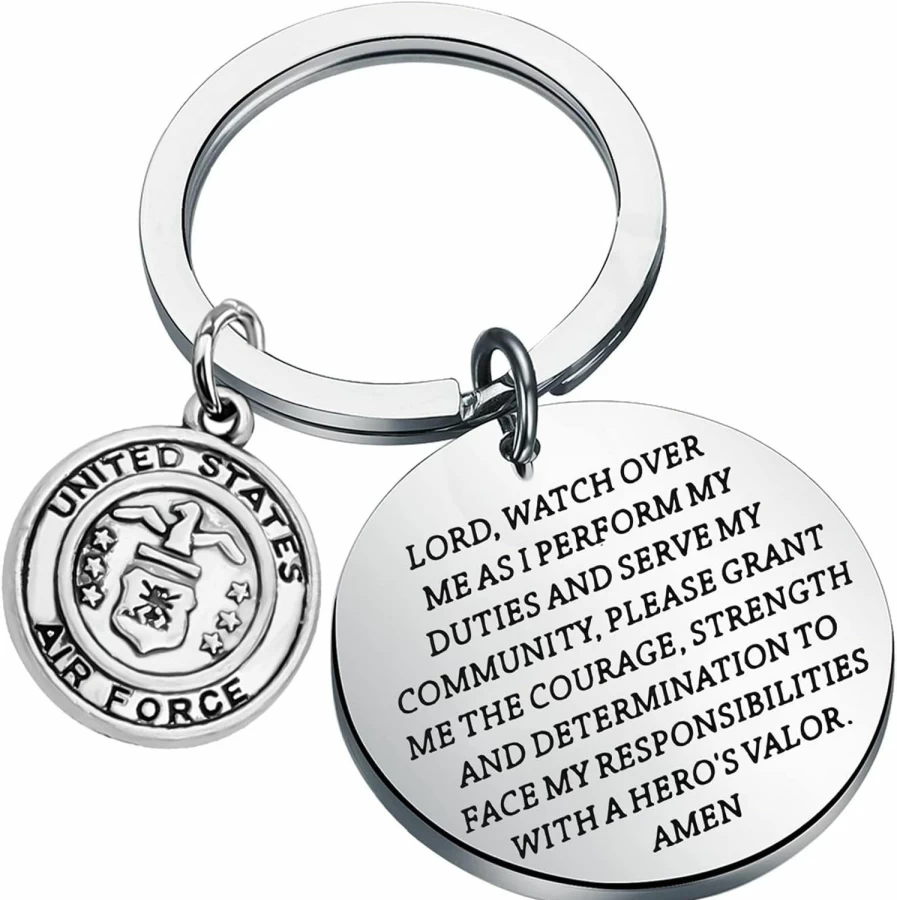 Bobauna Military Prayer Keychain - Deployment Jewelry Gift for Navy, Army, Air Force - Patriotic Keepsake for Soldiers