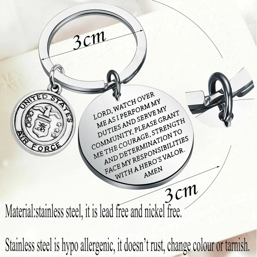 Bobauna Military Prayer Keychain - Deployment Jewelry Gift for Navy, Army, Air Force - Patriotic Keepsake for Soldiers