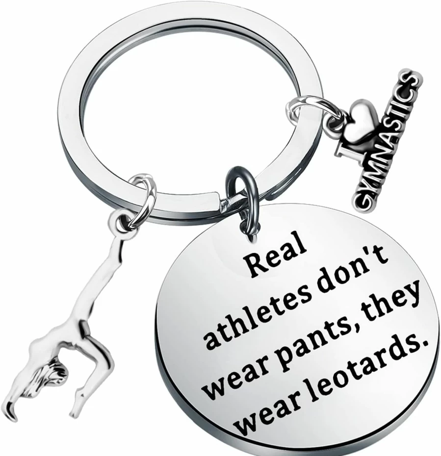 Bobauna Gymnast Keychain - Real Athlete Jewelry Gift for Gymnastics Team, Leotard Wearable Accessory