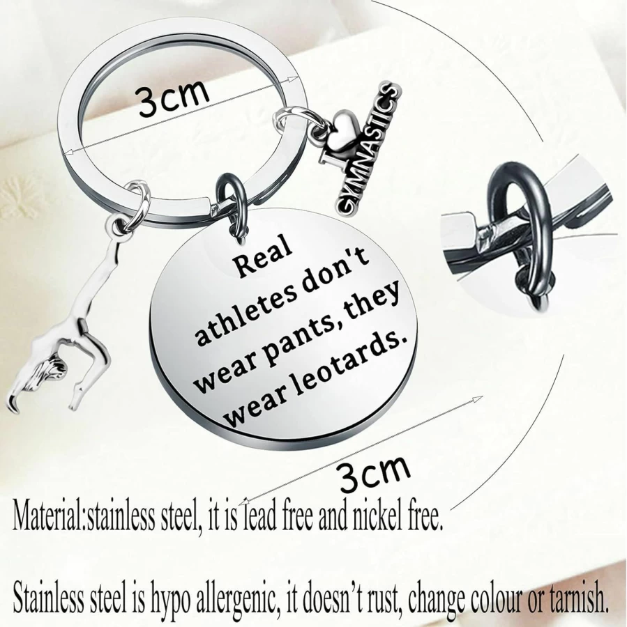 Bobauna Gymnast Keychain - Real Athlete Jewelry Gift for Gymnastics Team, Leotard Wearable Accessory
