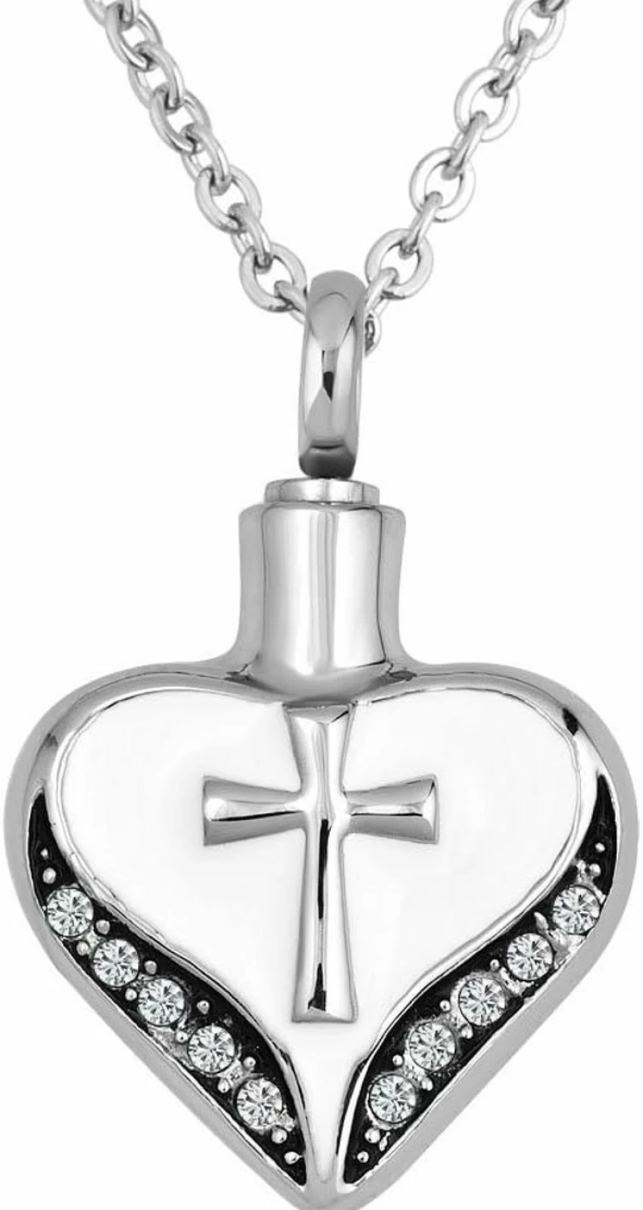 SexyMandala Memorial Urn Necklace for Ashes - Cremation Keepsake Pendant with Funnel Fill Kit, Religious Cross Design