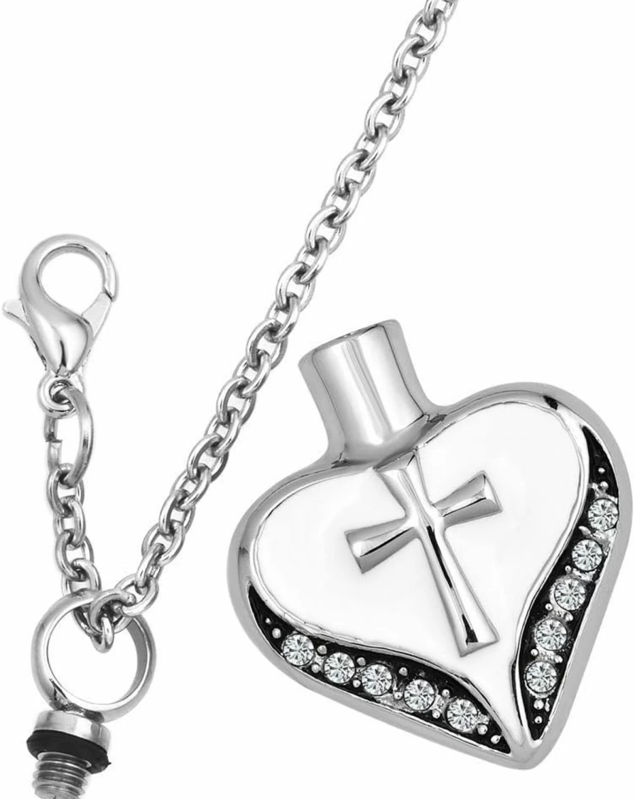 SexyMandala Memorial Urn Necklace for Ashes - Cremation Keepsake Pendant with Funnel Fill Kit, Religious Cross Design
