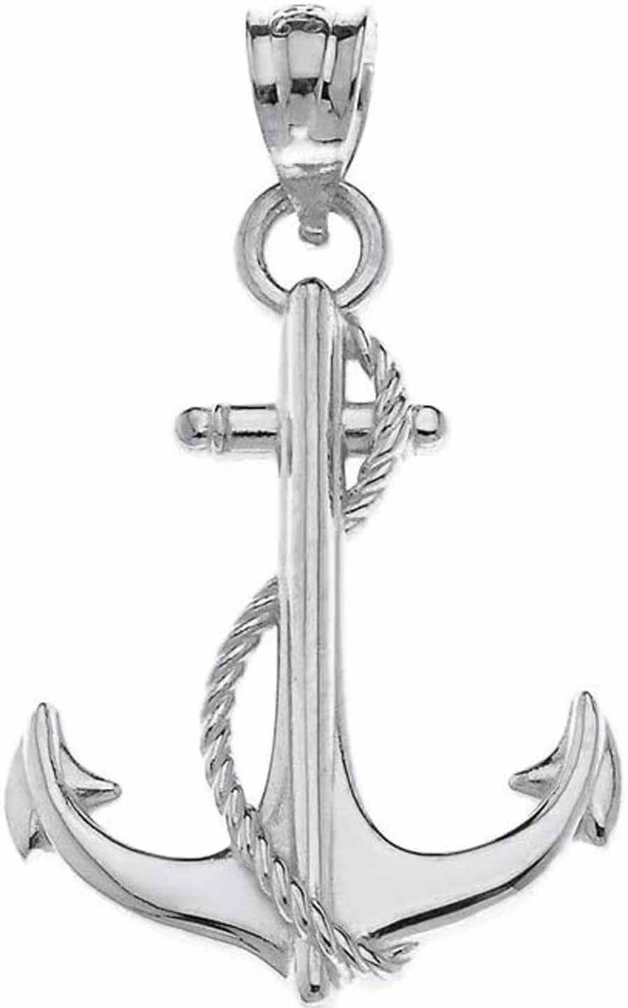 10K Gold Nautical Anchor Charm Pendant - CaliRoseJewelry Navy Sailor Rope Necklace