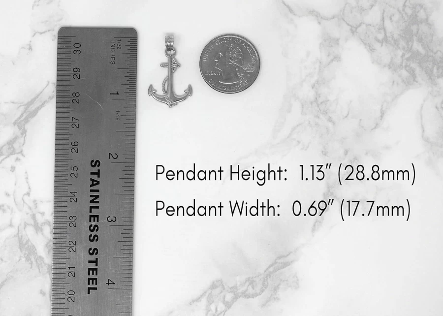 10K Gold Nautical Anchor Charm Pendant - CaliRoseJewelry Navy Sailor Rope Necklace