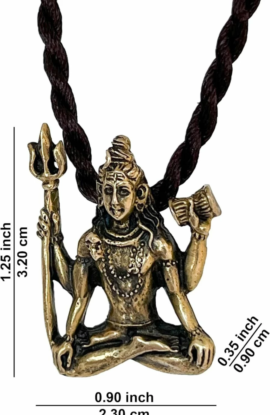 Artschatz Shiva Brass Pendant - Handcrafted Spiritual Jewelry - Divine Hindu Necklace
