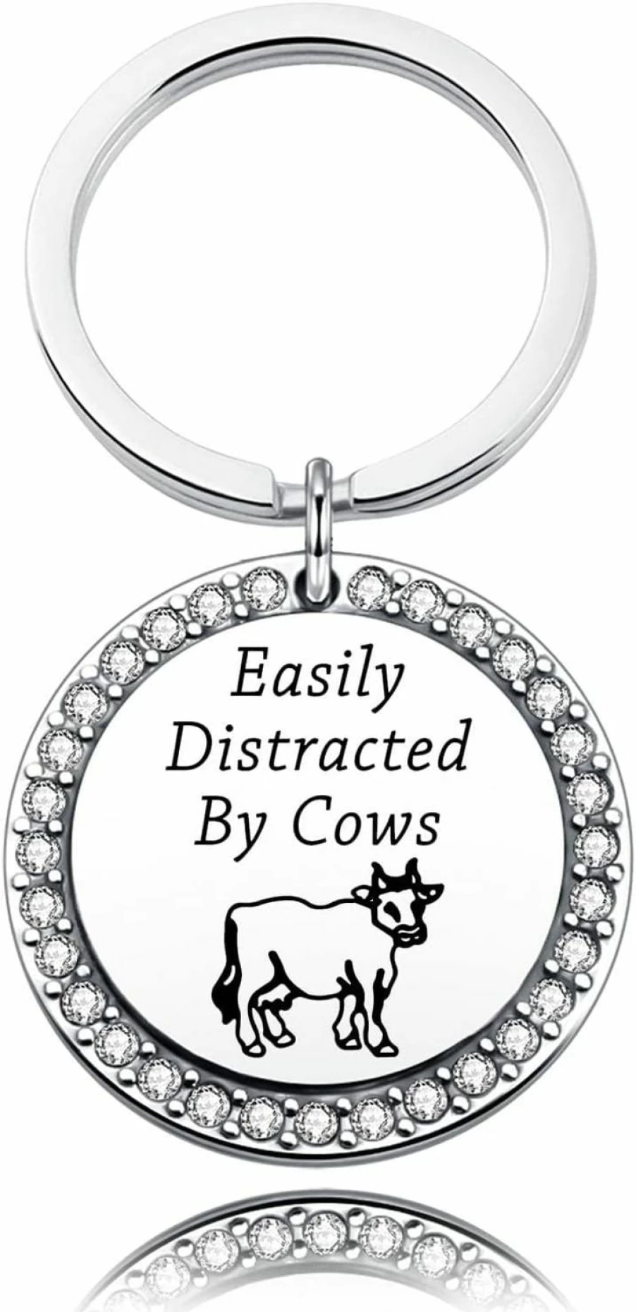 N\C Cow Lover Keychain - Handmade Farm Animal Jewelry Gift for Cow Enthusiasts, Pygmy Cow Pet Lovers, and Easily Distracted by Cows Fans