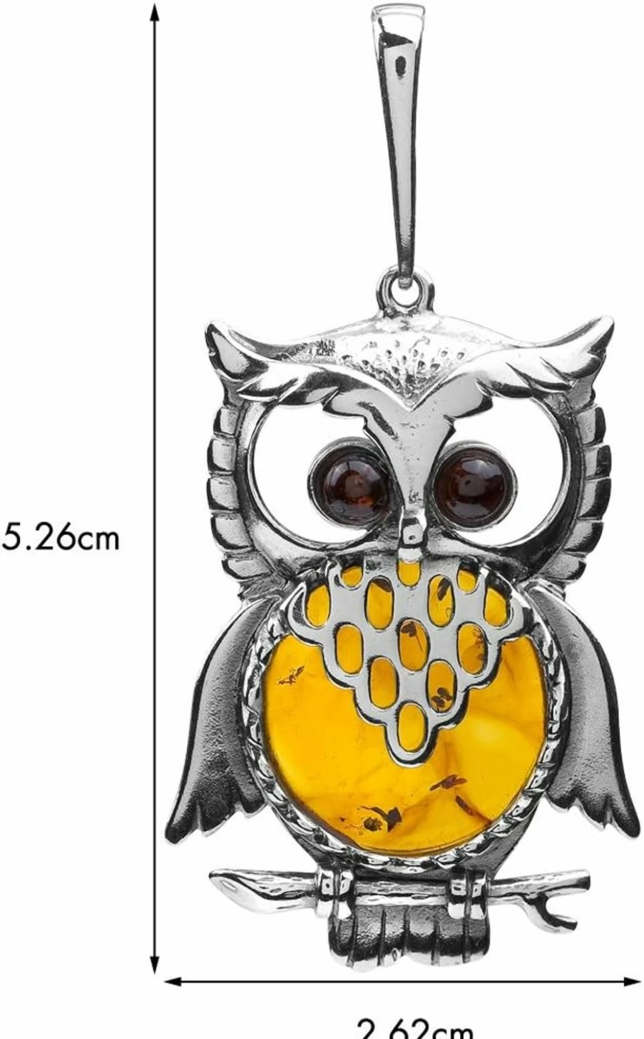 Ian and Valeri Co. Sterling Silver Owl Pendant with Multicolor Amber - Handcrafted Jewelry