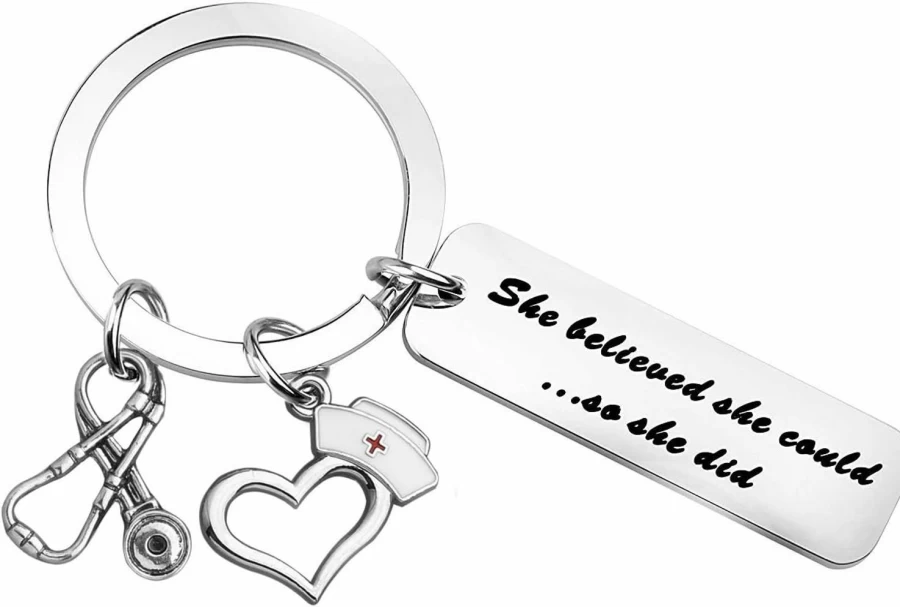"Myospark Inspirational PA Keychain - 'She Believed She Could So She Did' - Perfect Medical School Graduation Gift for Physician Assistants"