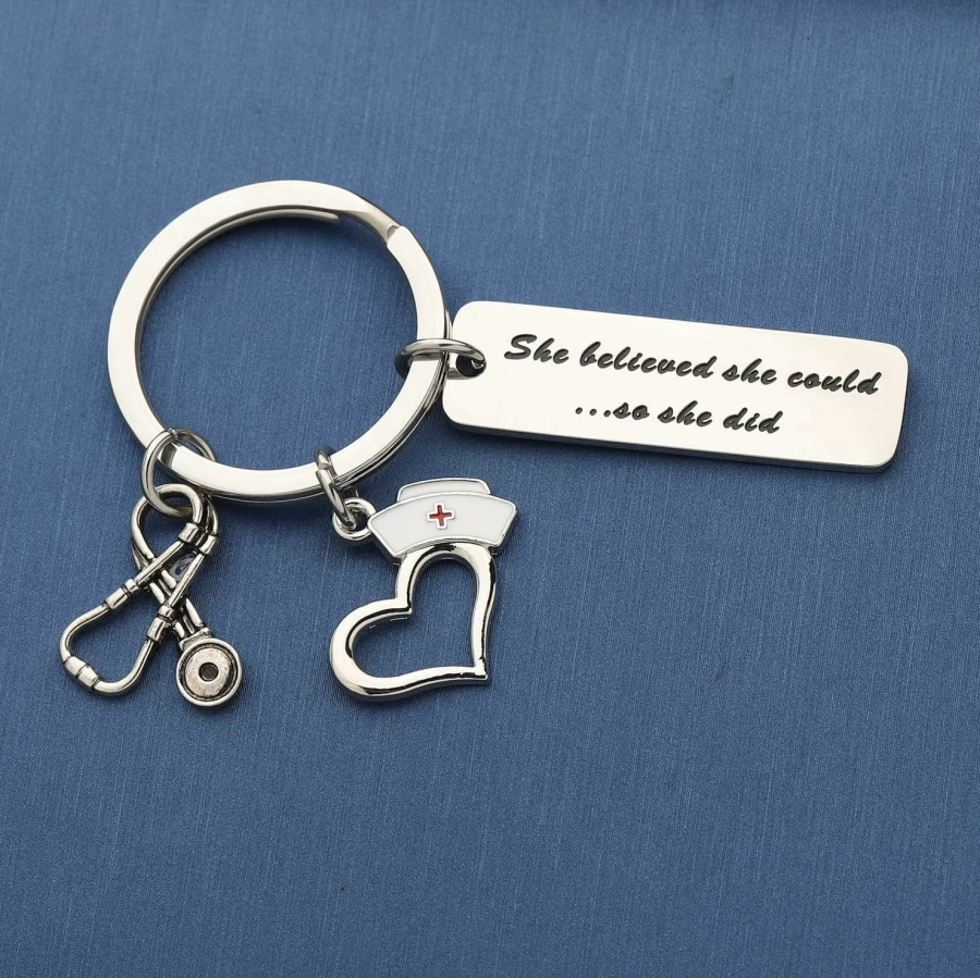 "Myospark Inspirational PA Keychain - 'She Believed She Could So She Did' - Perfect Medical School Graduation Gift for Physician Assistants"