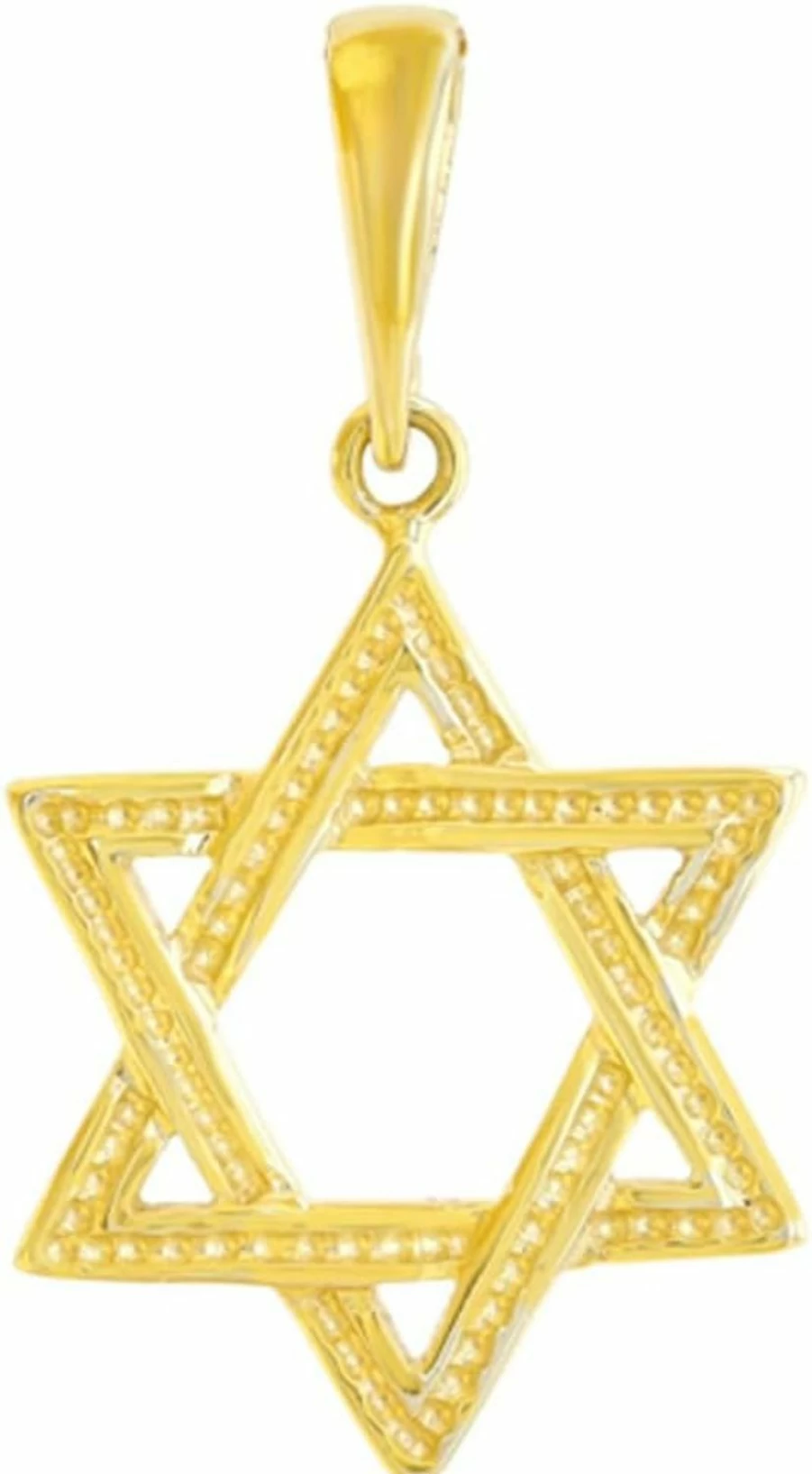 14K Yellow Gold Star of David Pendant - Jewish Charm Necklace - Jewelry America