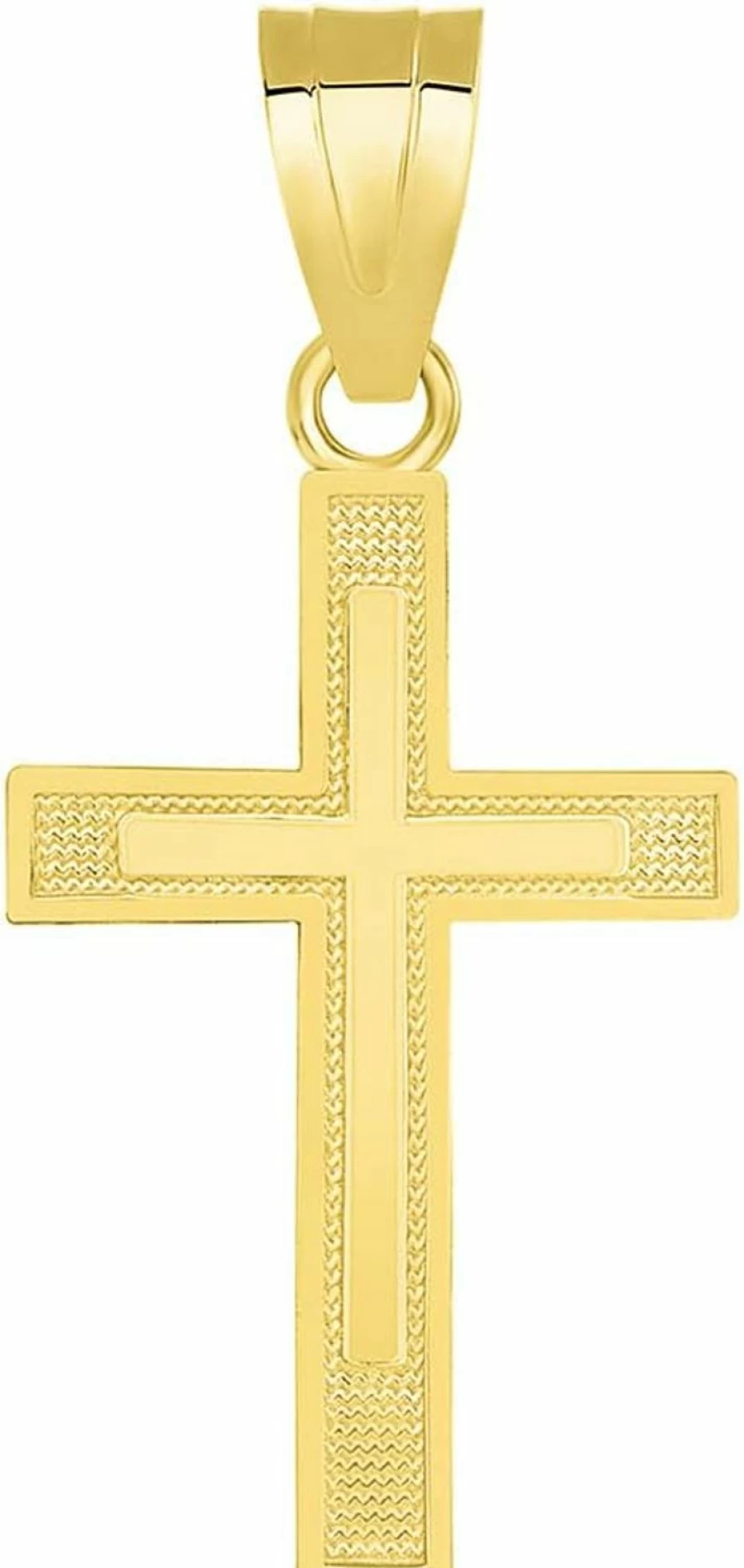 14K Solid Yellow Gold Latin Cross Pendant - Religious Jewelry by Jewelry America