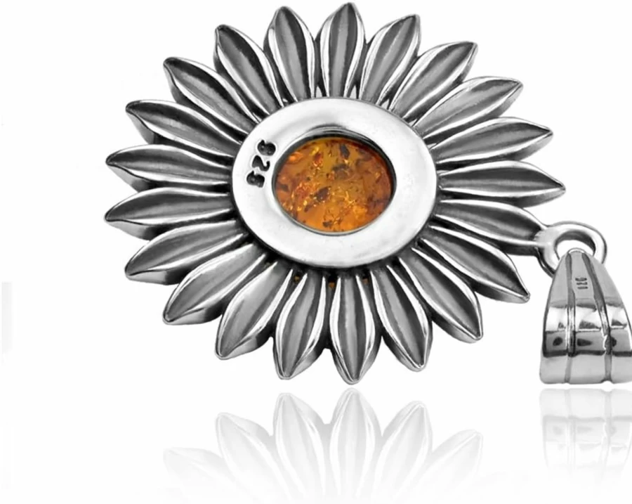 "Ian and Valeri Co. Sterling Silver Sunflower Pendant – Large Amber Jewelry"