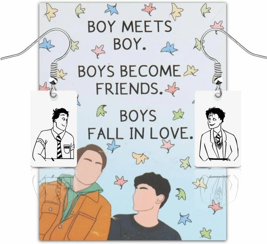"BLEOUK Heart Stopper Inspired LGBTQ+ Pride Earrings - Nick & Charlie Bookish Gift for Fans"