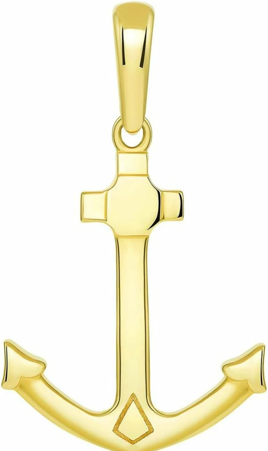 Jewelry America 14K Solid Yellow Gold Anchor Pendant Nautical Marine Charm