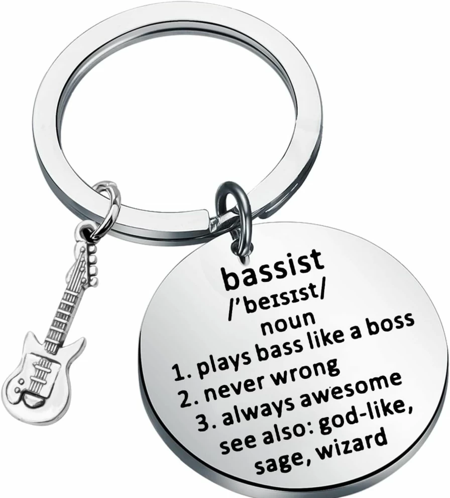 TIIMG Bass Guitar Player Keychain - Essential Gift for Bassists, Rock Band Musicians, and Music Lovers
