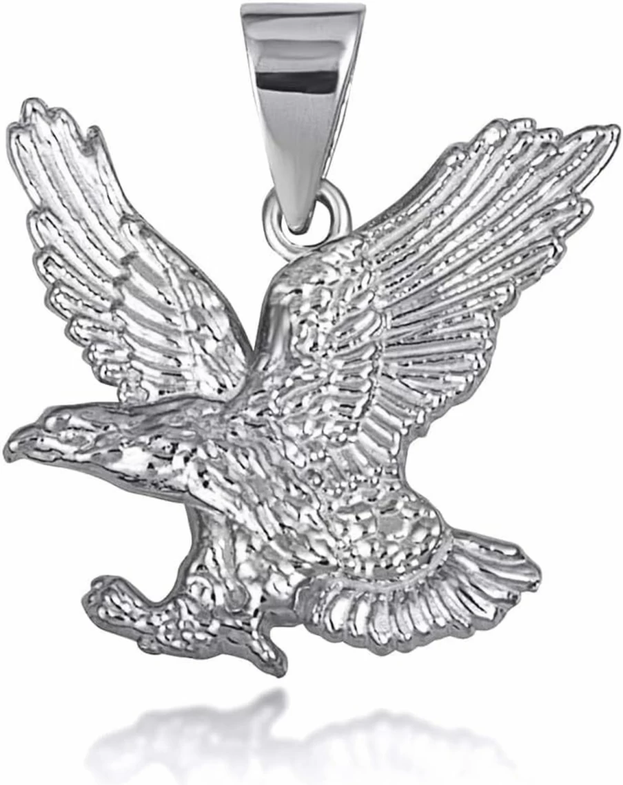 Claddagh Gold Sterling Silver Bald Eagle Freedom Pendant - Small & Large Sizes - Irish Jewelry