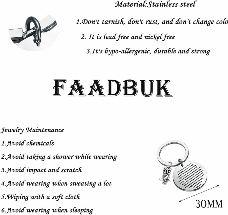 FAADBUK Owl Keychain - Unique Inspirational Gift for Owl & Animal Lovers, Handmade Owl Accessory