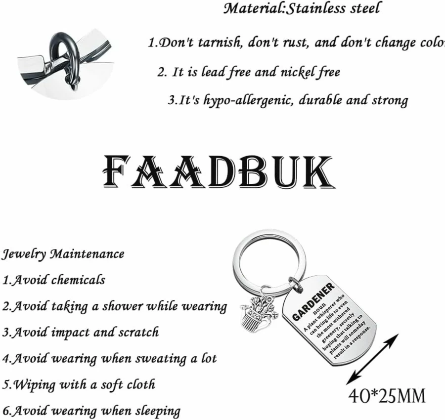 FAADBUK Gardening Keychain - Unique Florist Gift for Plant Lovers, Gardener Thank You Present, Personalized Garden Accessory