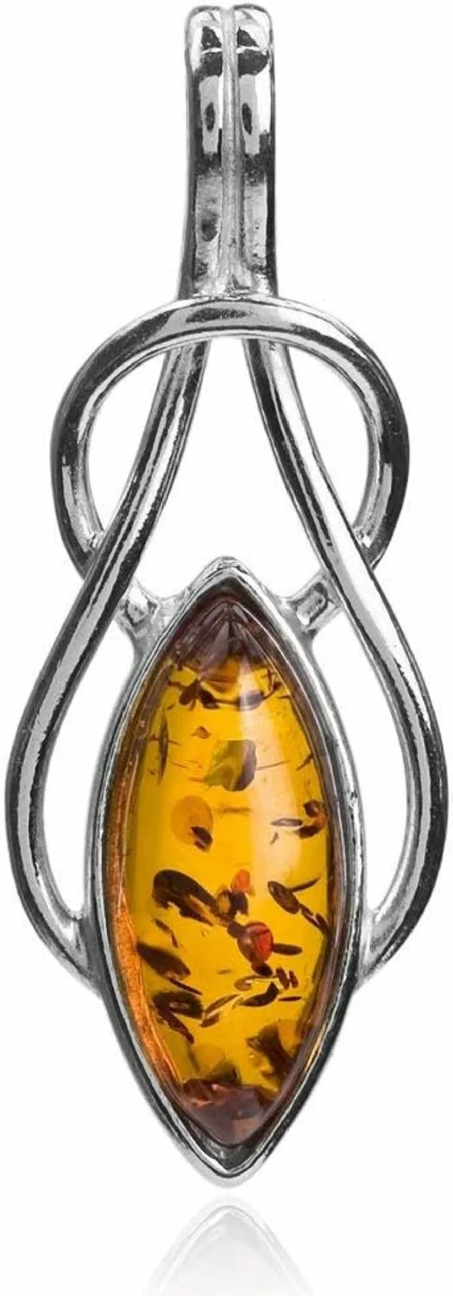 Ian & Valeri Co. Celtic Amber Sterling Silver Pendant Necklace – Handcrafted Jewelry