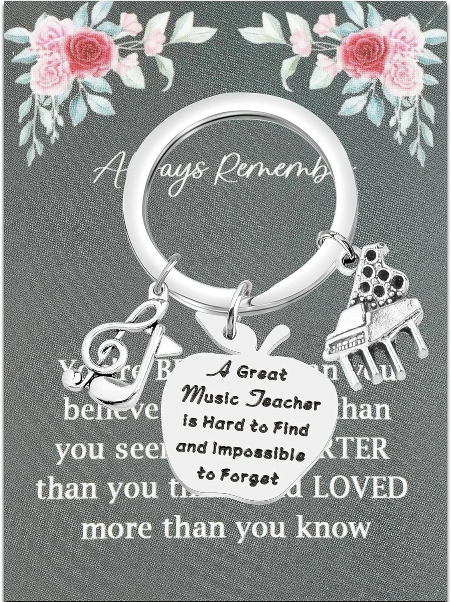 WSNANG Piano Teacher Keychain - Music Instructor Gift, Musical Instrument Appreciation Present, Thank You Keychain for Educators
