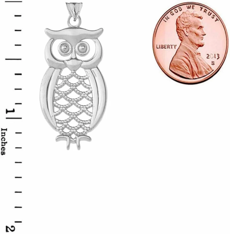 Claddagh Gold Sterling Silver Owl Designer Pendant - Elegant Animal Jewelry
