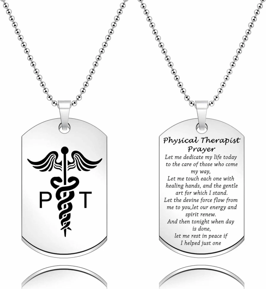 "KJWLOP Physical Therapist Prayer Necklace - Sterling Silver Inspirational Jewelry Gift for Graduation, Students & Professionals"