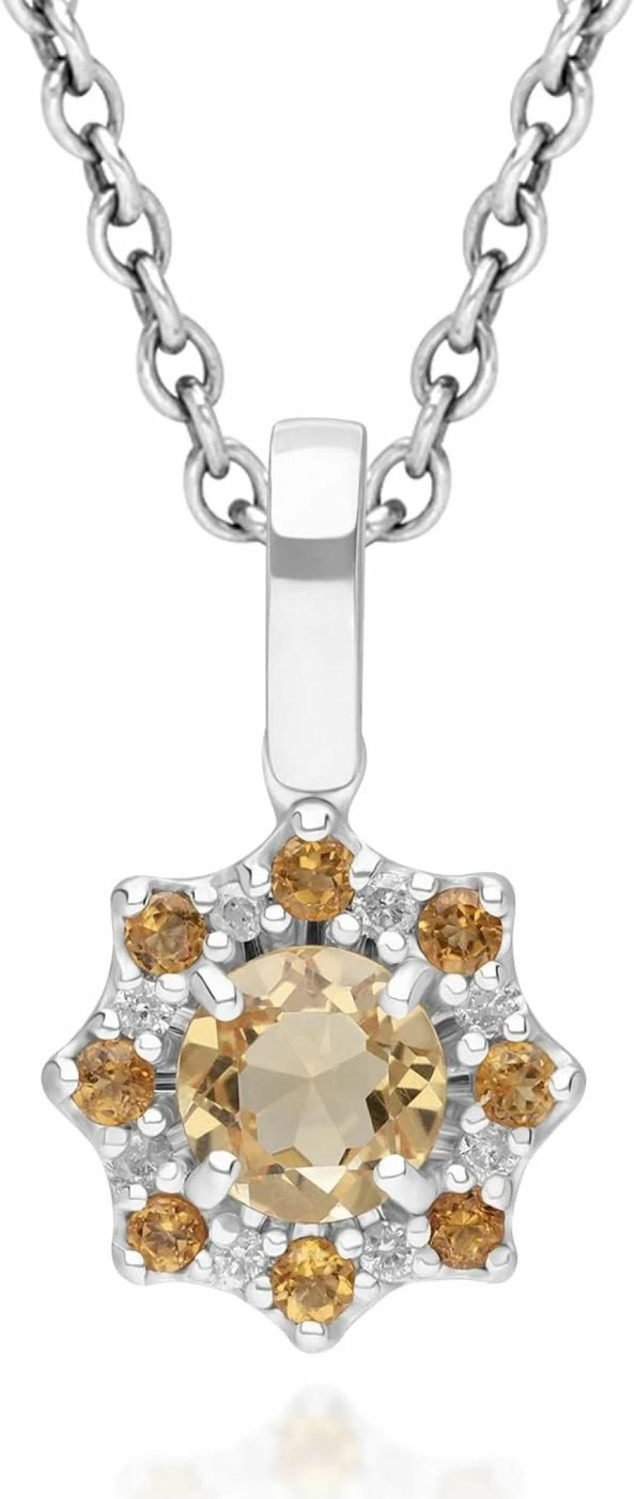 Gemondo 10K White Gold Citrine and Diamond Pendant - November Birthstone Jewelry