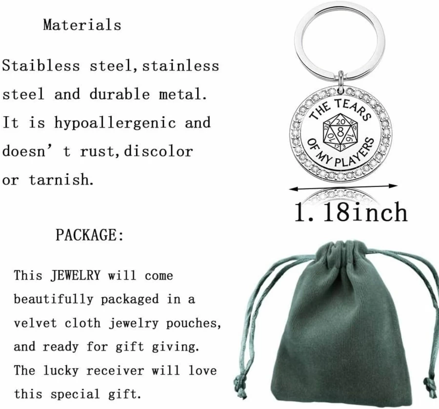 "Dungeons And Dragons Keychain - Dungeon Master Gift, DND Player Tears Charm, RPG Lover Present"