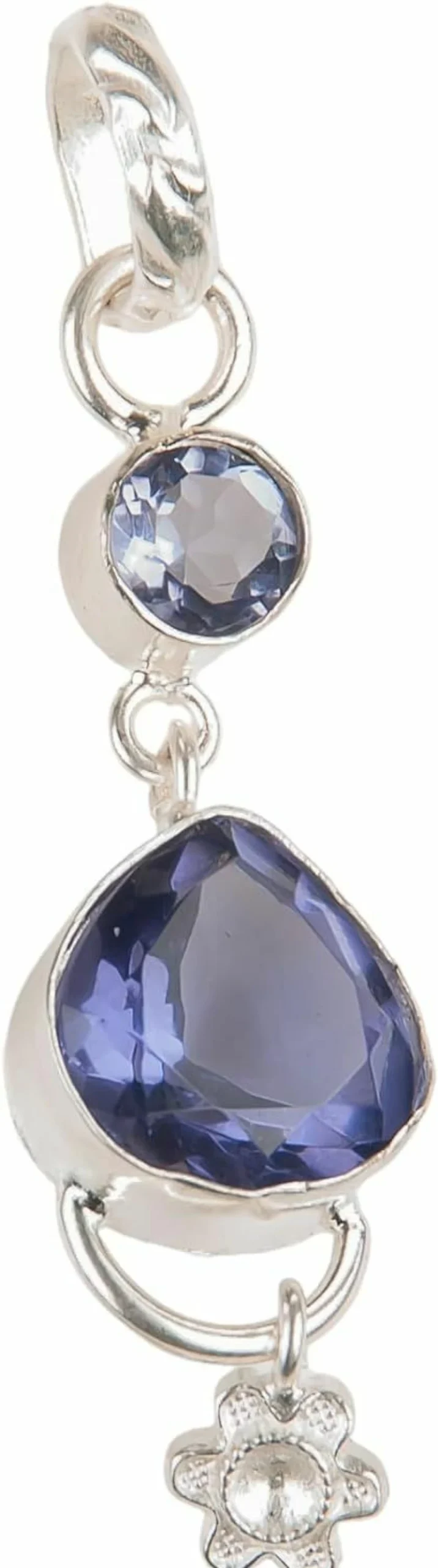 SHNAYA JEWELS Natural Iolite Gemstone 925 Sterling Silver Pendant - Handmade Vintage Unisex Jewelry for Engagement, Mother's Day, Gift