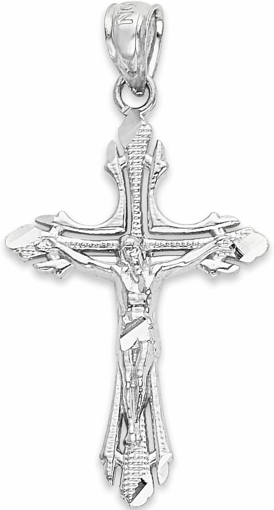 14K White Gold Cross Pendant - Religious Jewelry Gift for Men & Women by Golden Fire