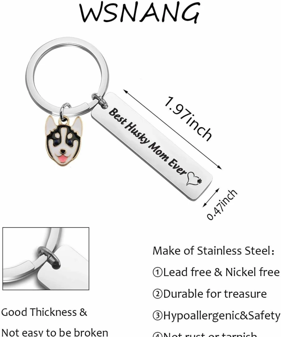 WSNANG Husky Mom Keychain - Best Gift for Dog Lovers, Husky Jewelry for Women, Unique Dog Mom Present