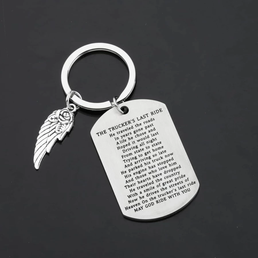 "Gzrlyf Trucker Memorial Keychain - In Loving Memory Gift for Truck Drivers, Last Ride Keepsake"