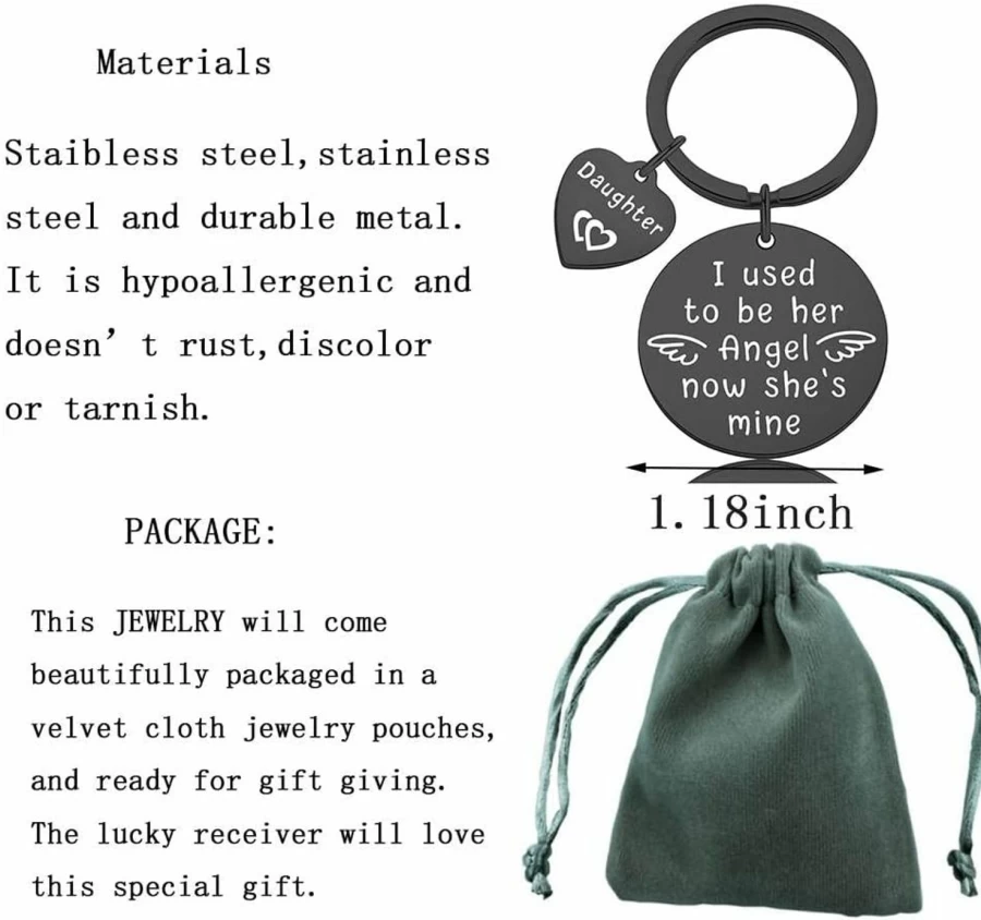 "Memorial Keychain for Mom or Grandma - 'I Used to Be Her Angel, Now She's Mine' - Sympathy Gift for Loss of Loved One"