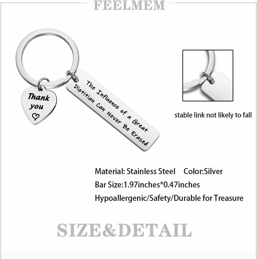 "FEELMEM Custom Nutritionist Keychain - Personalized Dietitian Gift for Appreciation"