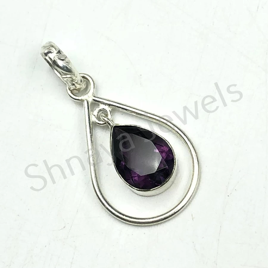 SHNAYA JEWELS Natural African Amethyst Sterling Silver Pendant - Handmade Unisex Vintage Jewelry for Women, Gift for Mother's Day, Anniversary, Birthday, Christmas, Engagement