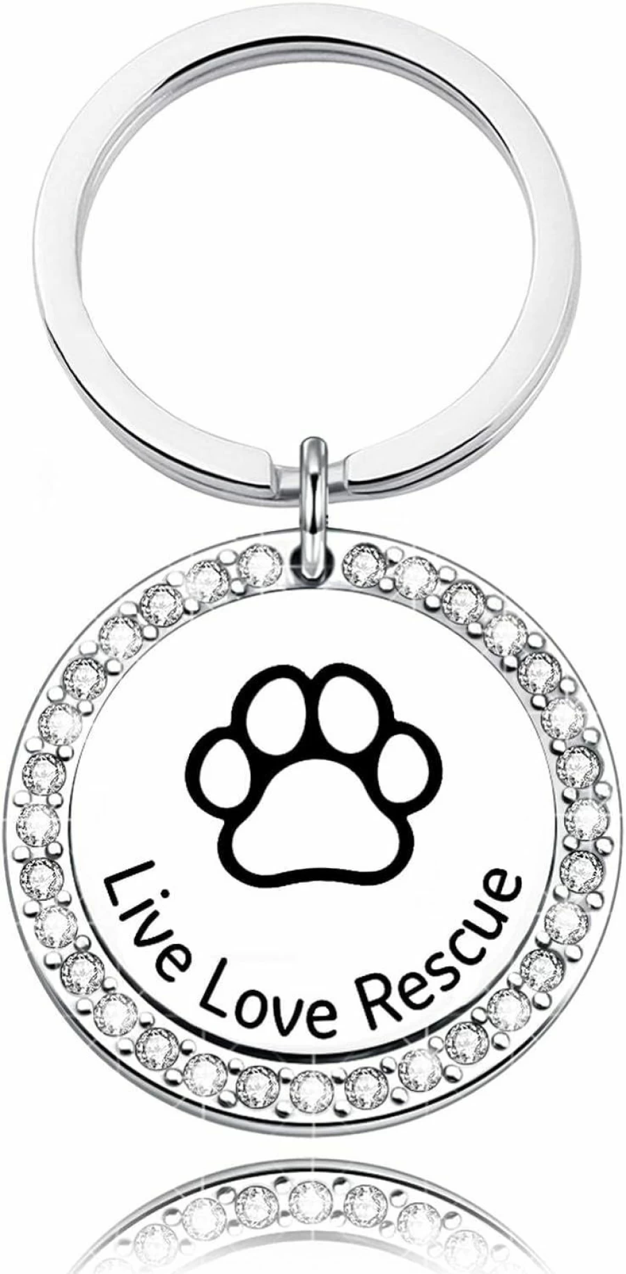 "DINLUNED Paw Print Keychain - Animal Rescue Jewelry Gift for Dog & Cat Lovers, Live Love Rescue Keychain"